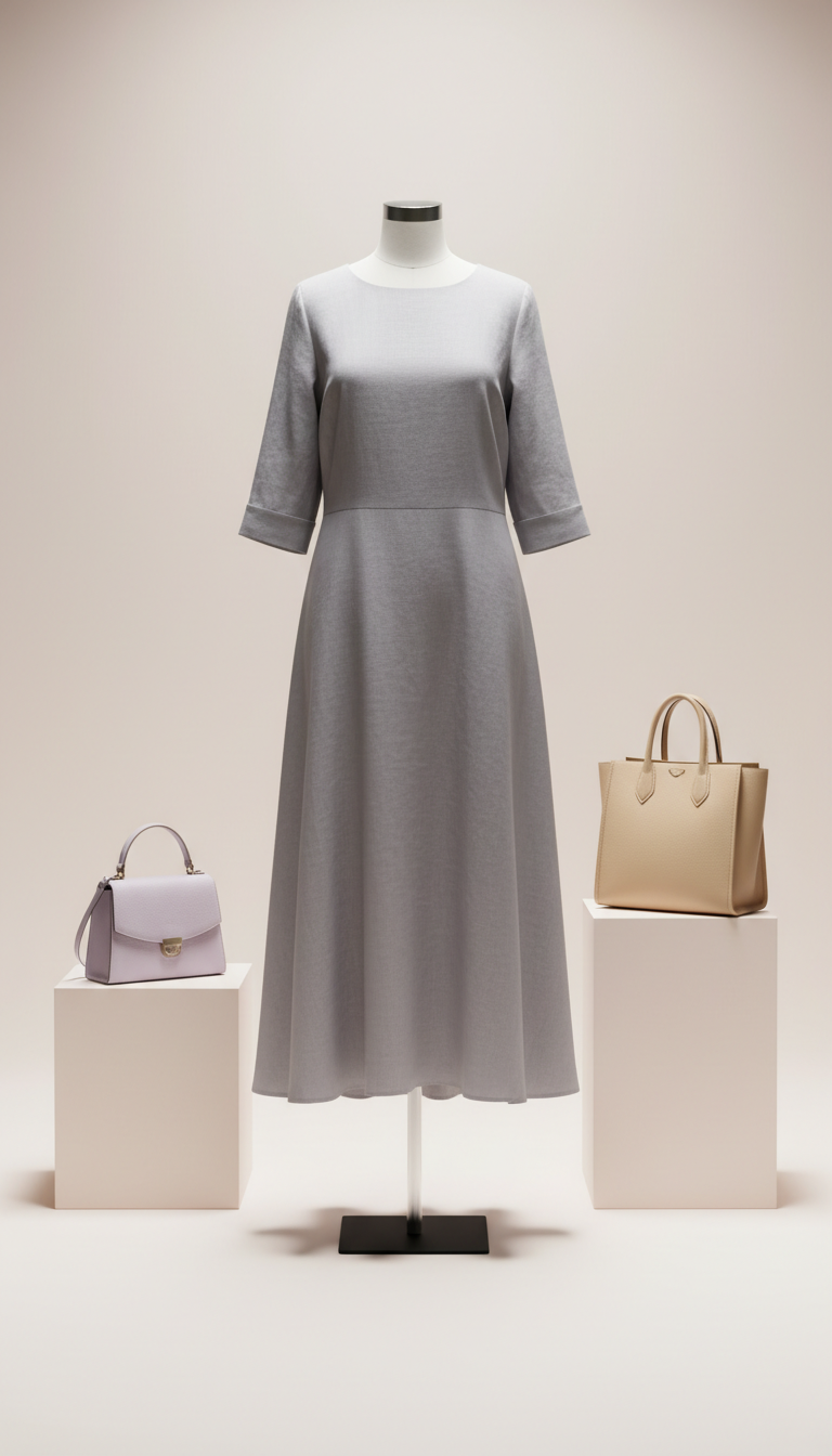 Soft Pewter linen midi dress