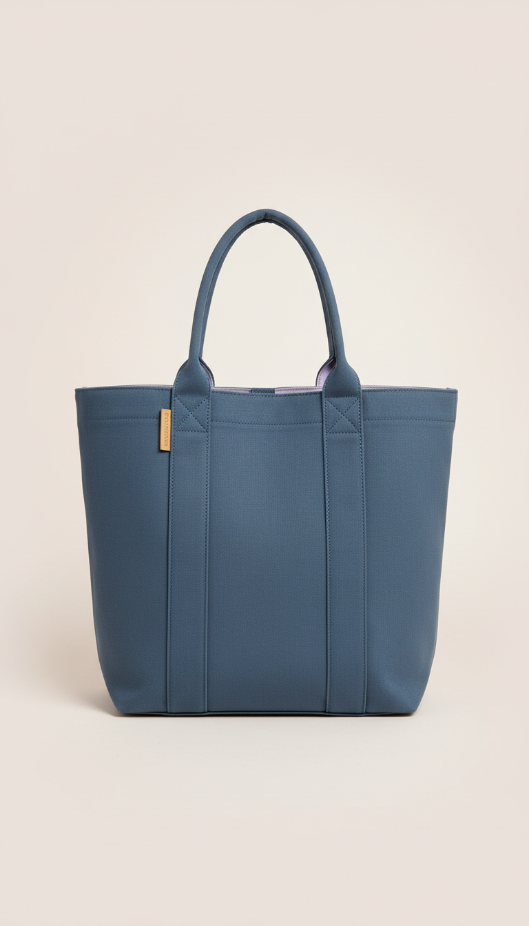 Slate Blue cotton blend structured tote